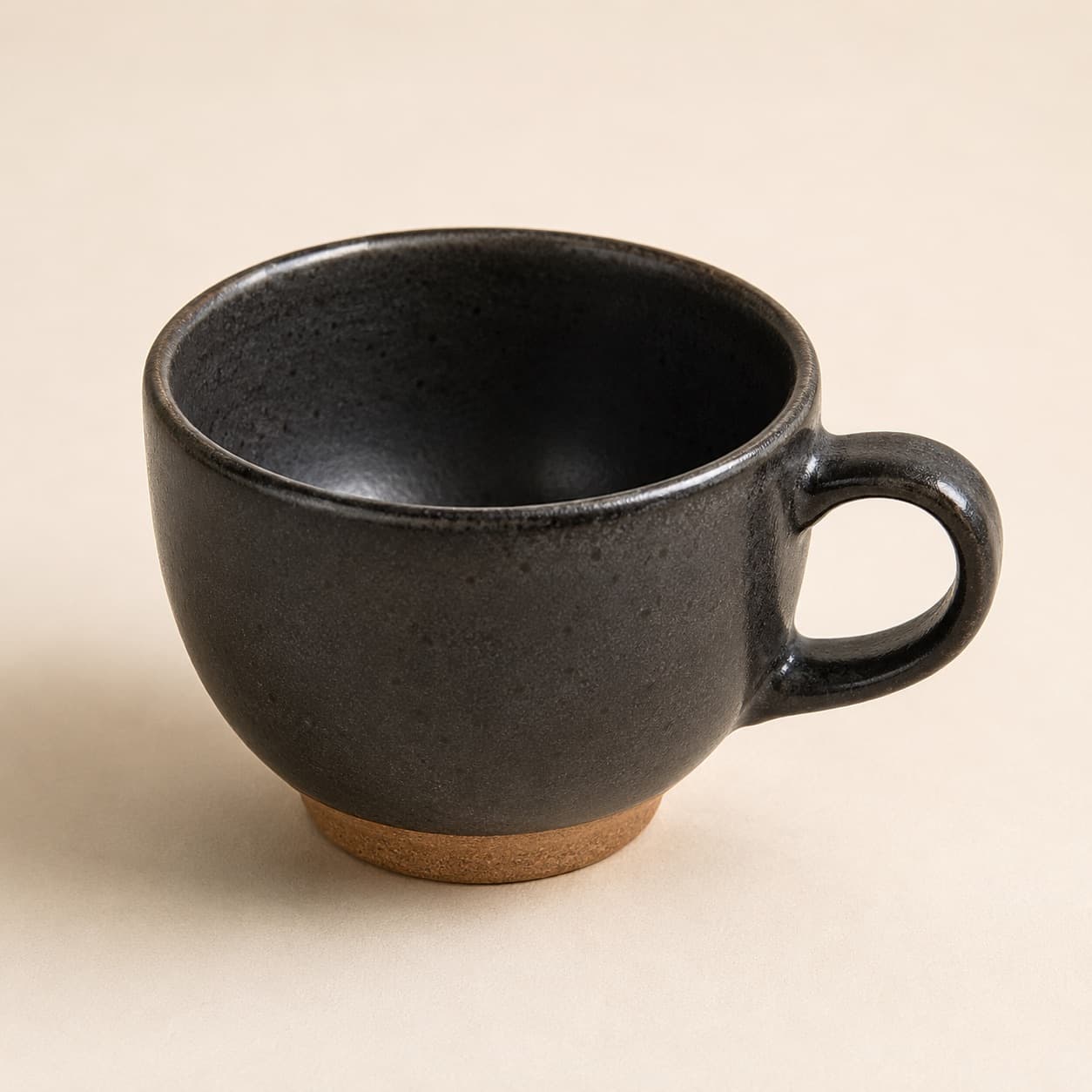 Replacement Cup 220 ml — charcoal glazed stoneware with an unglazed clay foot ring.